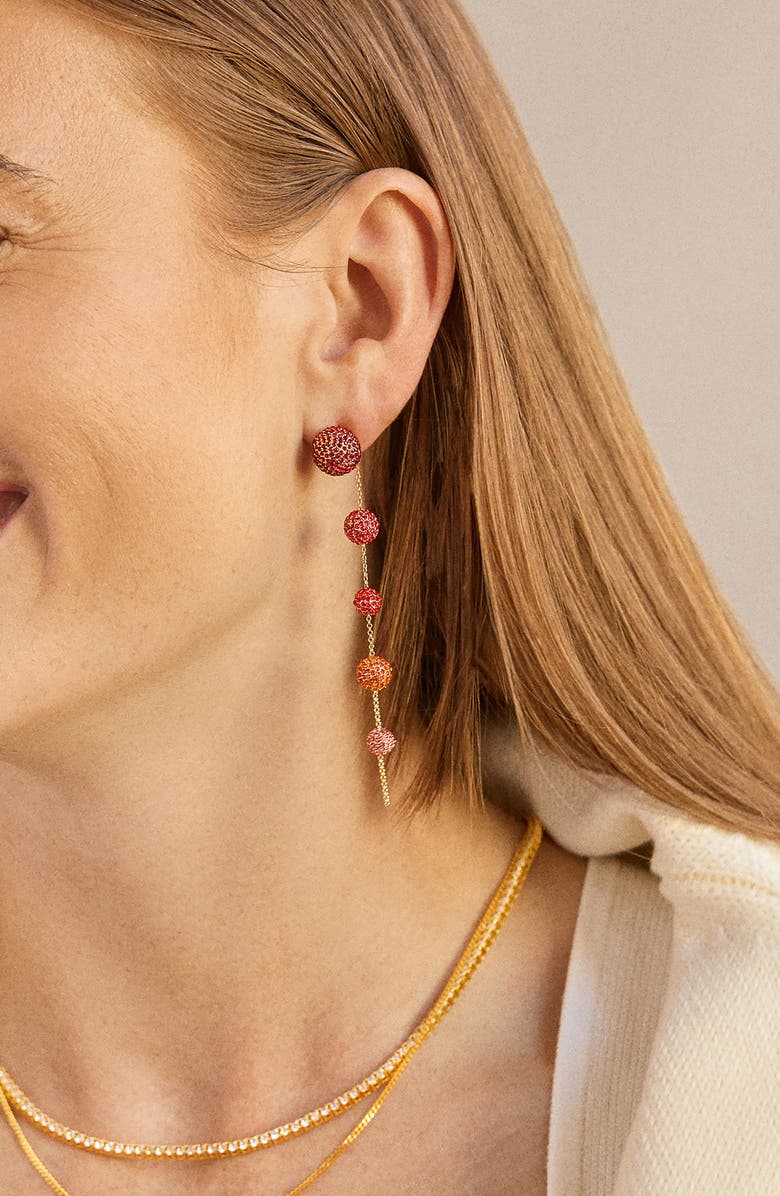 BaubleBar Blair Crystal Orb Drop Earrings, Alternate, color, Red