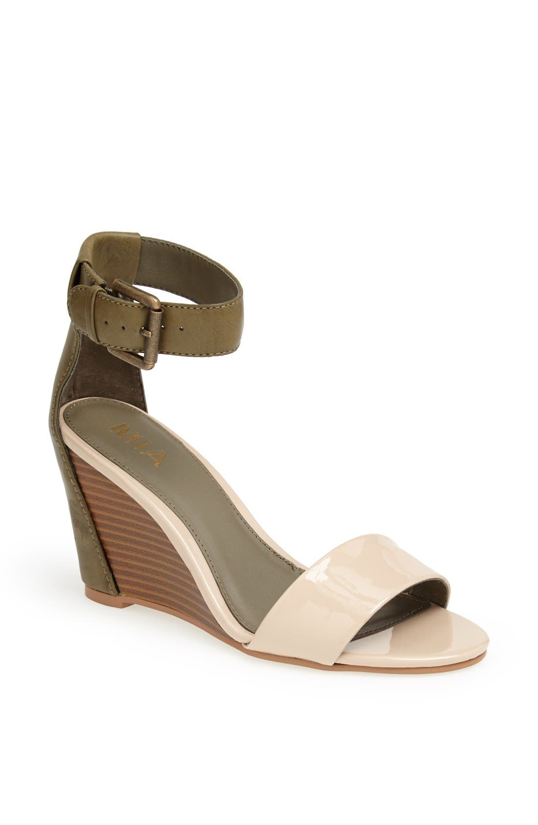 'Fiona' Colorblock Wedge Sandal, Main, color, NUDE