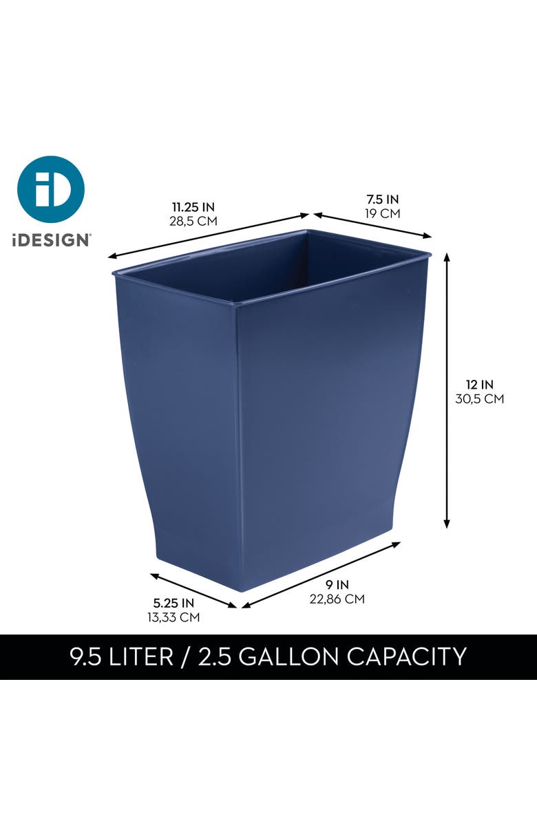 Mono Rectangular Trash Can, 2.5 Gallon / 9.5 Liter, 4-Pack, Navy, Made in USA, Alternate, color, Navy