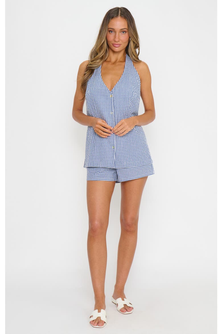 Hillary Halter Top, Alternate, color, Navy Gingham