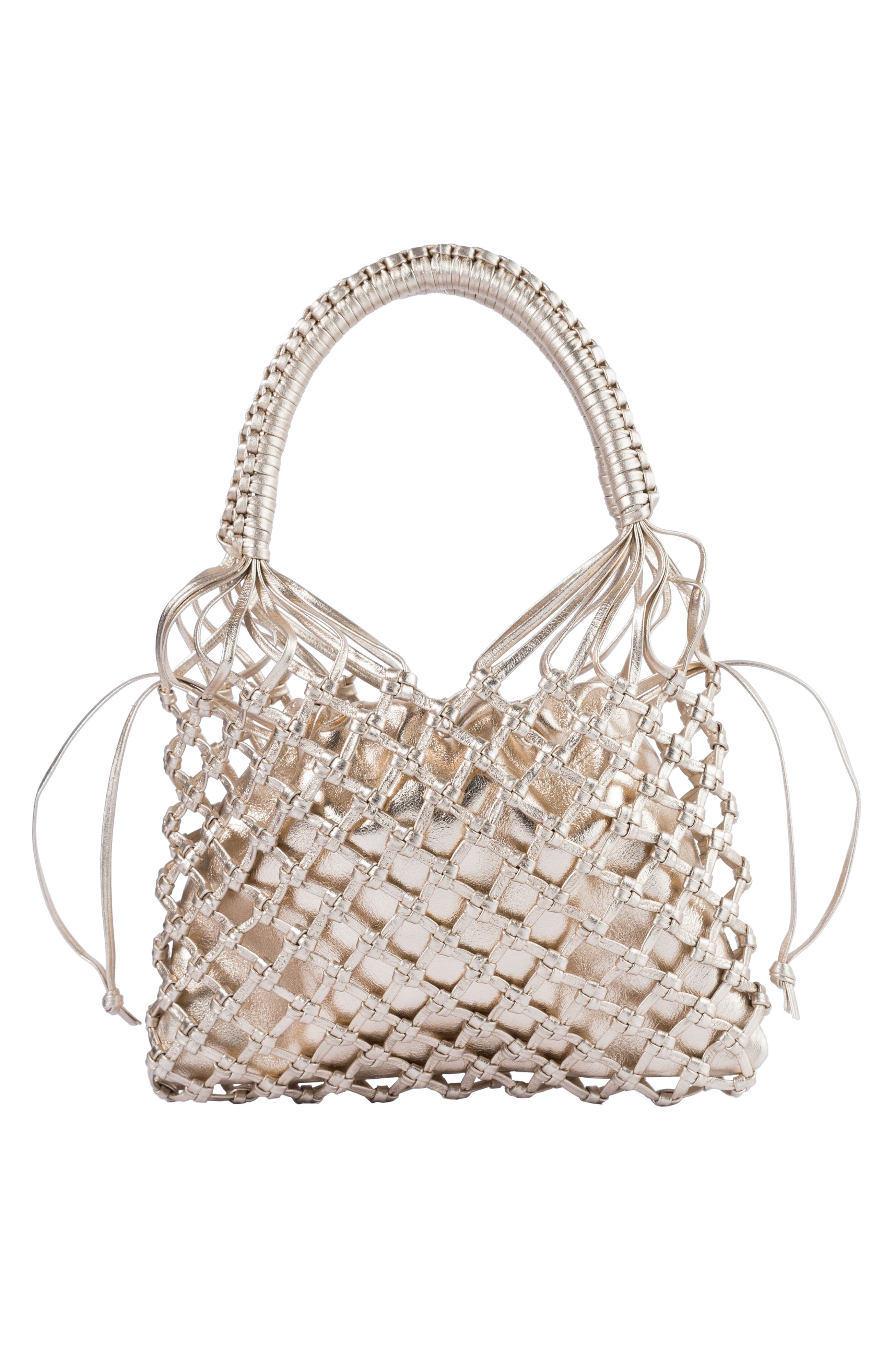 Adriana Castro La Red Mini Mesh Bag In Leather in Gold 