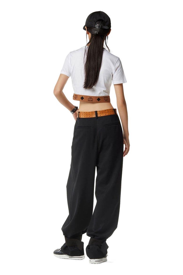 Monogram Cropped T-Shirt in Organic Cotton, Alternate, color, White