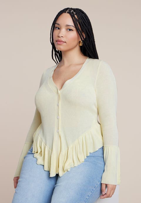 Ruffle Cardigan (Plus)