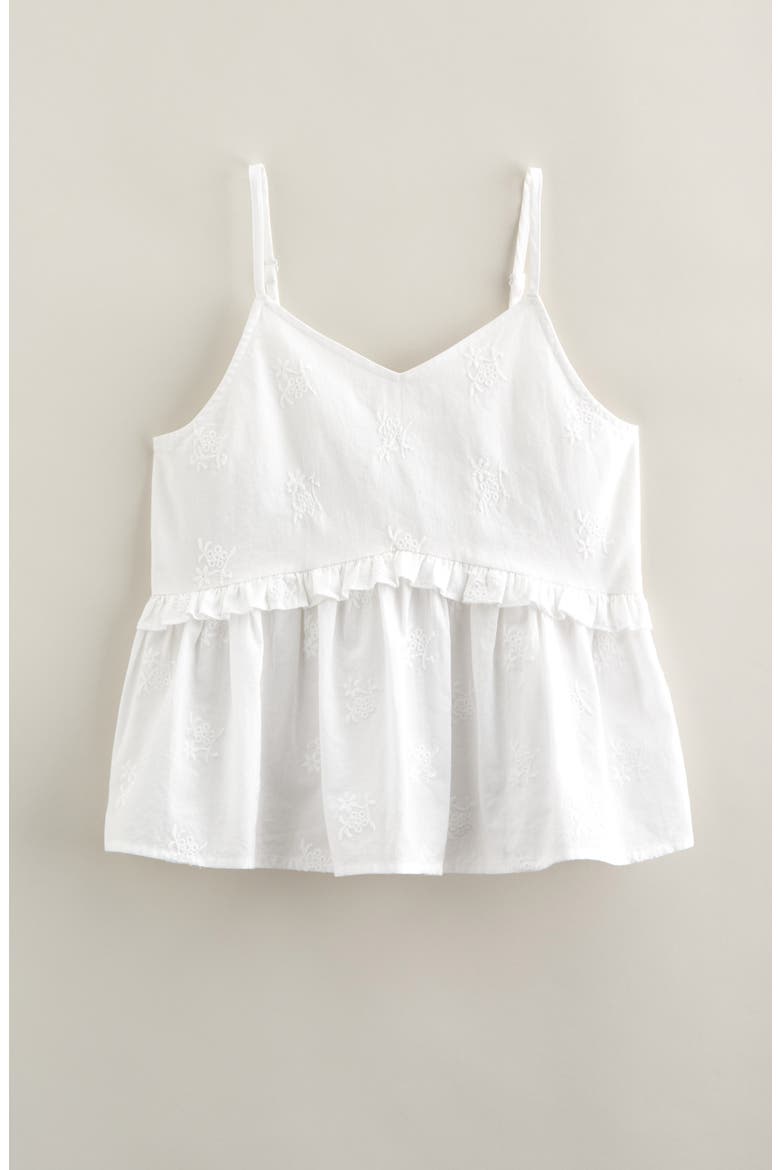Kids' Floral Embroidered Cotton Camisole, Main, color, WHITE
