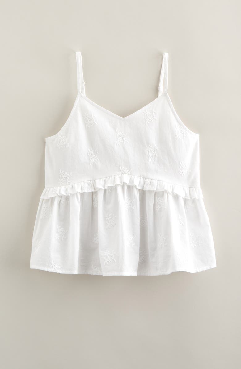 Treasure & Bond Kids' Floral Embroidered Cotton Camisole, Main, color, White