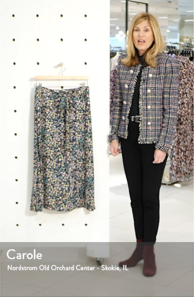 Tie Waist Floral Print Midi Skirt, sales video thumbnail