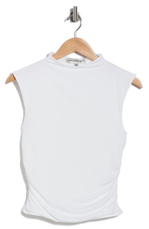 Funnel Neck Cap Sleeve Top