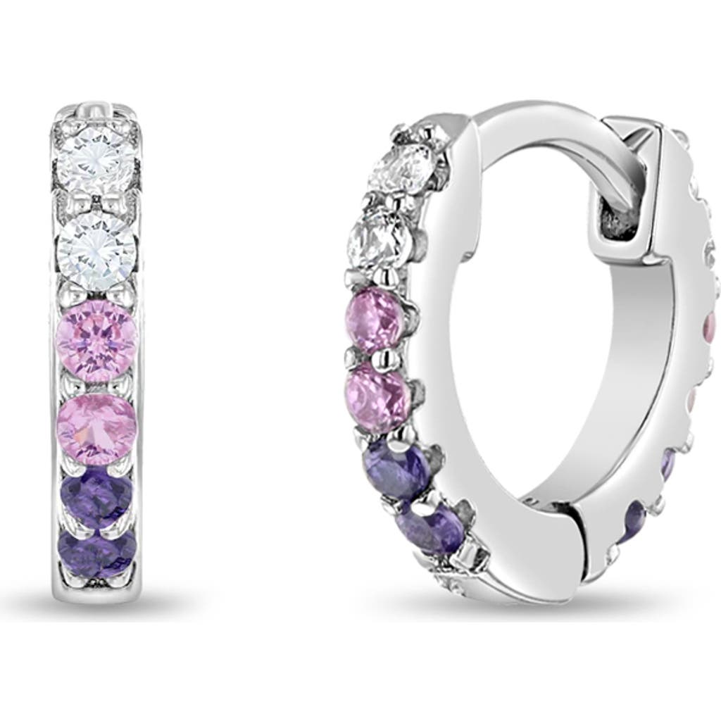 Shop In Season Jewelry Double Sided Prong Cubic Zirconia Hoop Earrings In Purple