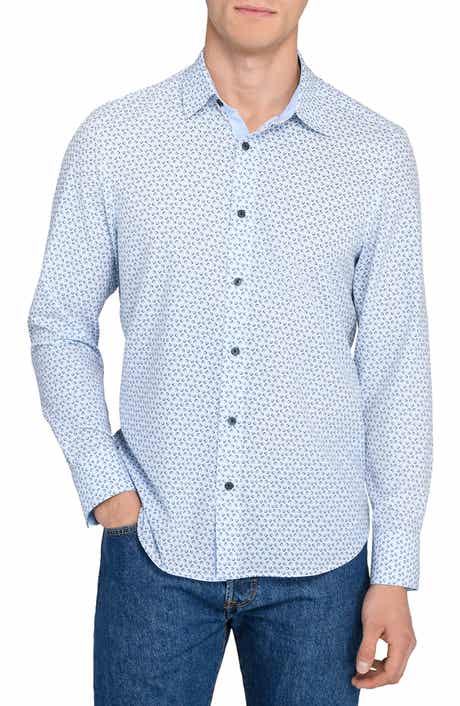 CONSTRUCT Slim Fit Round Geometric Stretch Button-Up Shirt