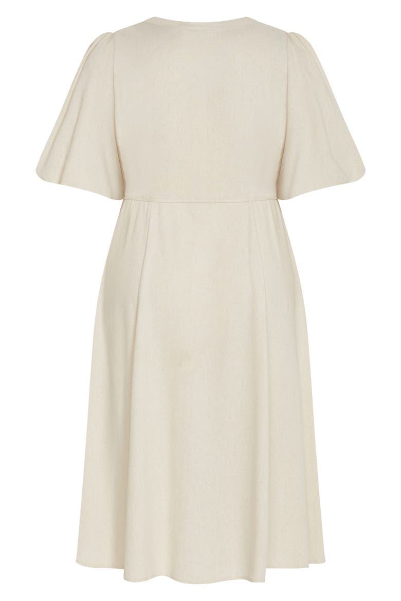 Dahlia Puff Sleeve Midi Dress, Alternate, color, NATURAL