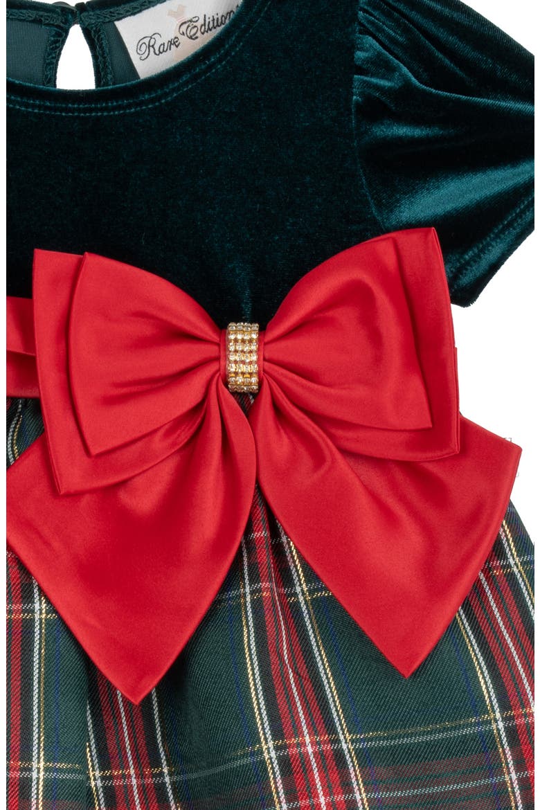 Velvet & Plaid Shirred Dress, Alternate, color, HUNTER