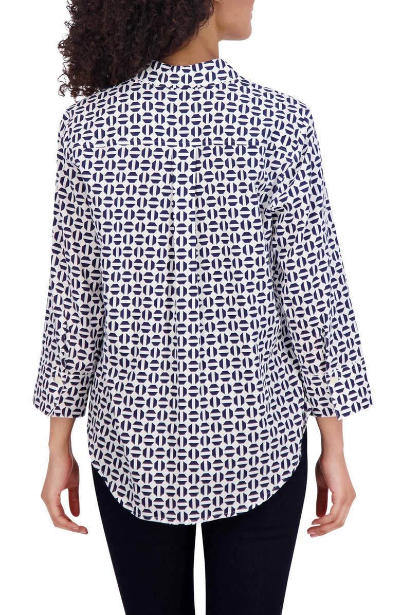 Foxcroft Charlie Geometric Print Cotton Button-Up Shirt, Alternate, color, 