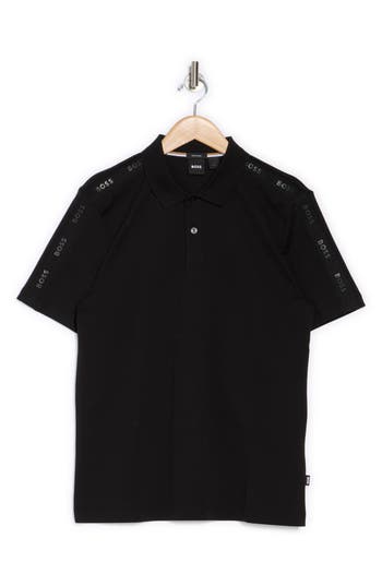 Shop Hugo Boss Boss Parlay Logo Tape Polo In Black