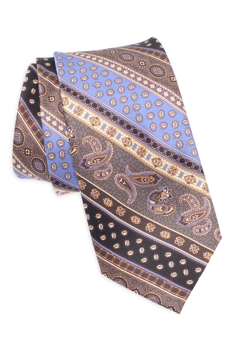 Paisley Print Tie, Main, color, BLACK