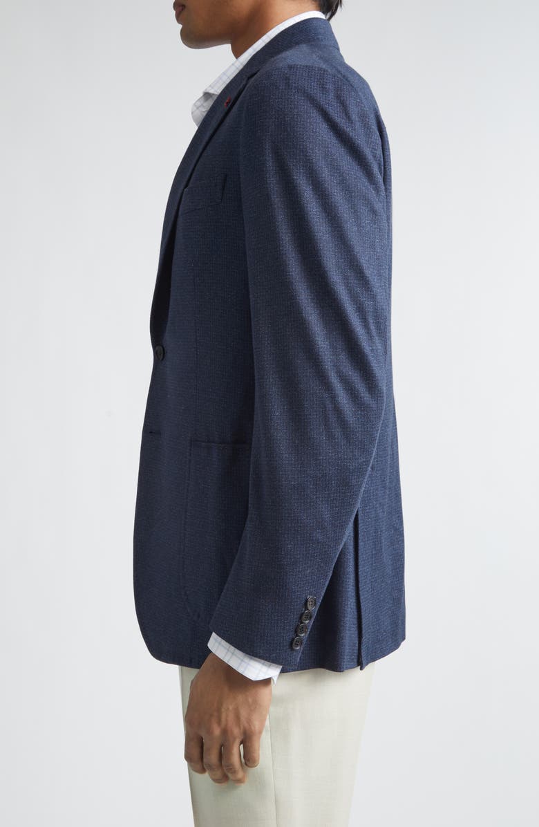 ISAIA Check Silk & Cotton Sport Coat, Alternate, color, Navy 810