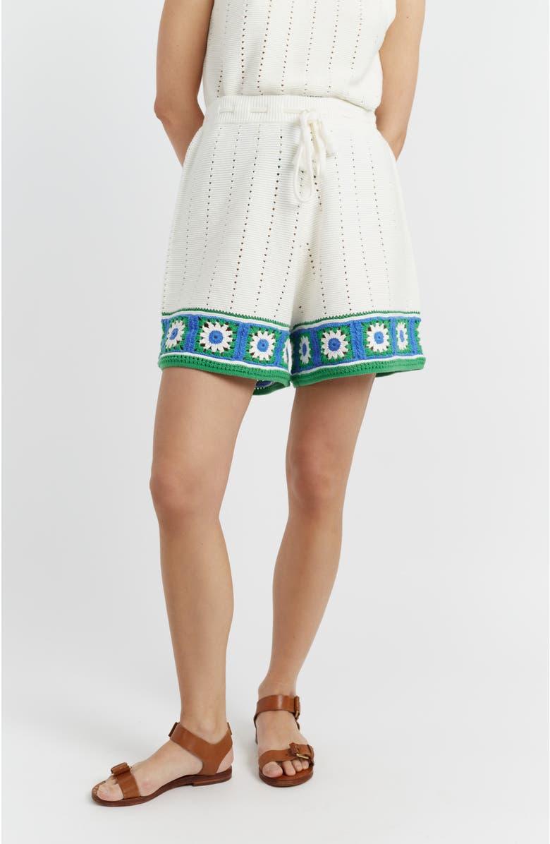 Chinti & Parker Hand Crochet Shorts, Main, color, Cream-Blue