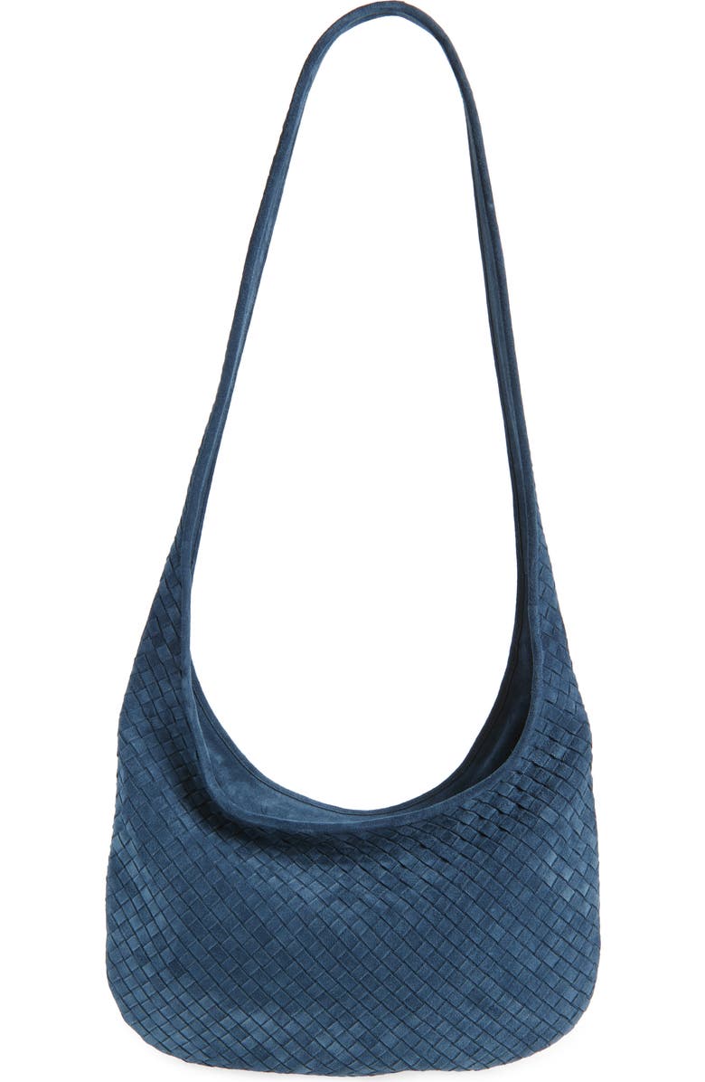 Bottega Veneta Veneto Intrecciato Leather Messenger Bag, Alternate, color, Neptune-Silver