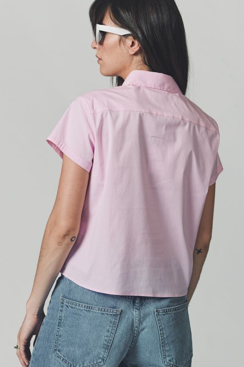 The Boxy Short Sleeve Cropped Shirt, Alternate, color, Light Pink