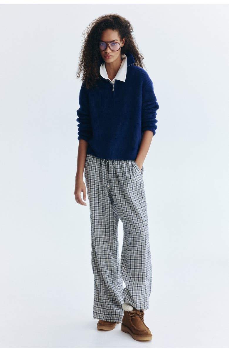 H&M Drawstring Trousers, Alternate, color, Light Beige/Plaid