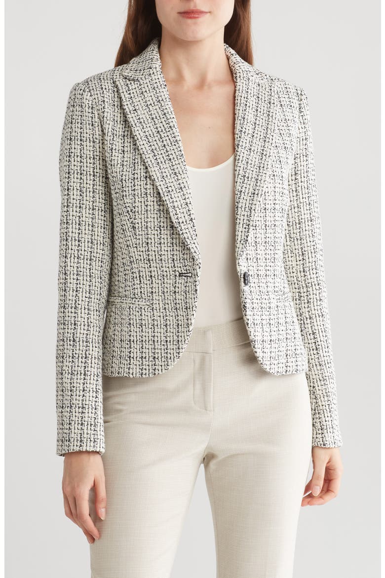 Bouclé Blazer, Main, color, IVORY/BLACK
