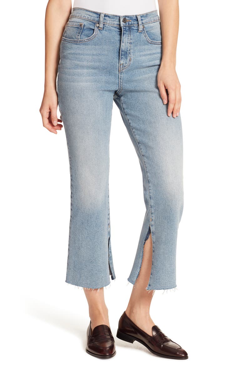 High Waist Crop Flare Jeans, Main, color, ONYX