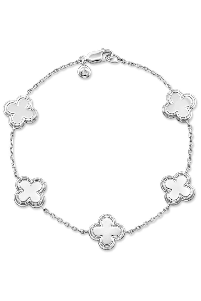 Five  Clover Bracelet in Rhodium Plated Sterling Silver, Main, color, Silver