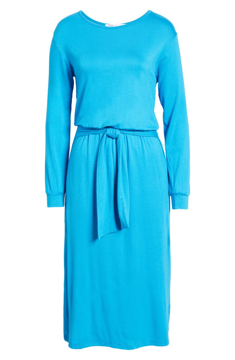 Fraiche by J Tie Waist Long Sleeve Midi Dress, Alternate, color, Blue