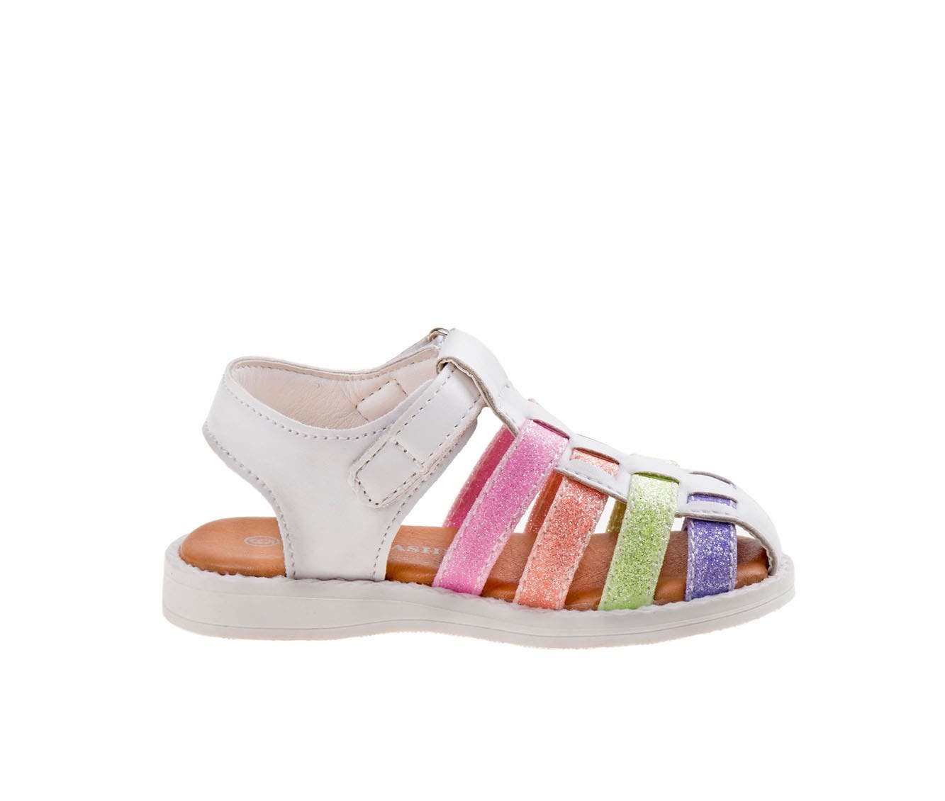Laura Ashley Closed Toe Multi glitter strap Sandals, Alternate, color, White/Multi