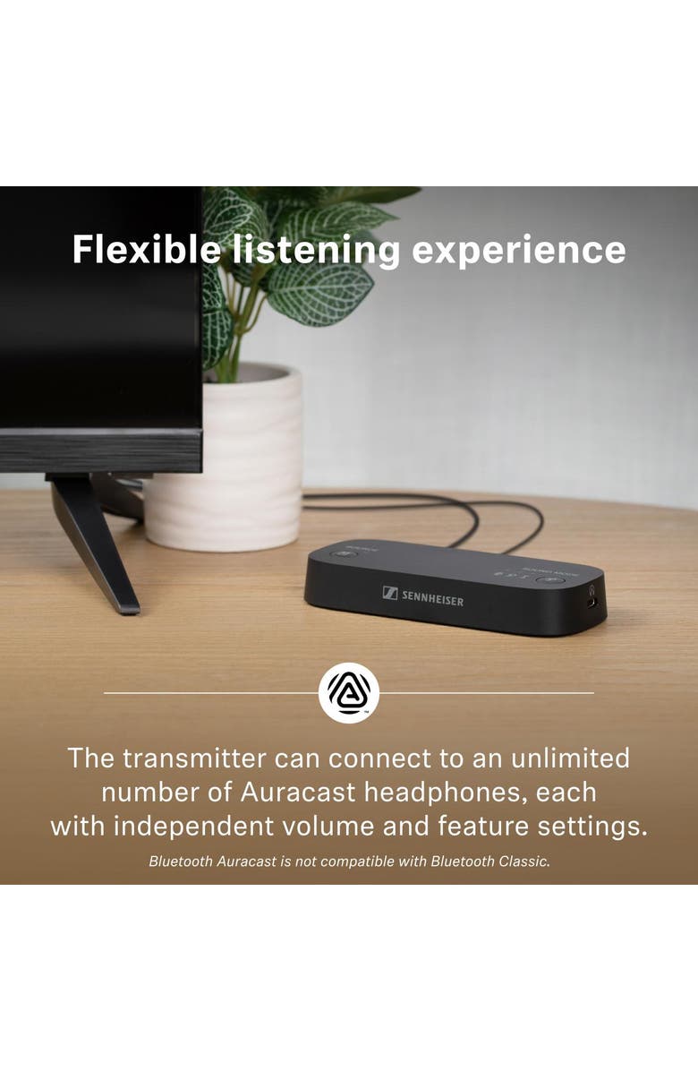 Sennheiser BTA1 TV Transmitter for Bluetooth Auracast Wireless Headphones, Alternate, color, Black