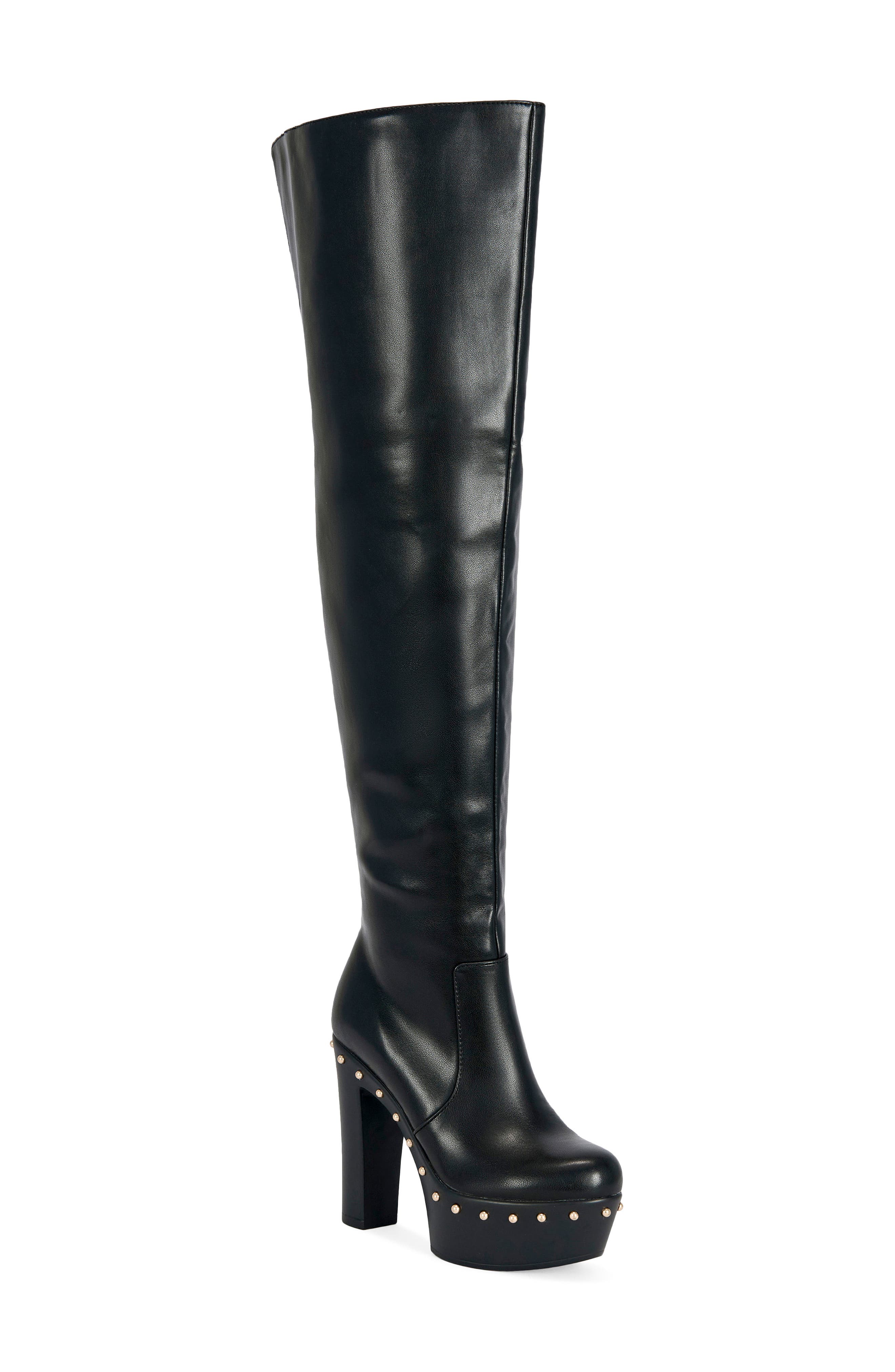 Wardell Faux Leather Over the Knee Boot, Main, color, BLACK