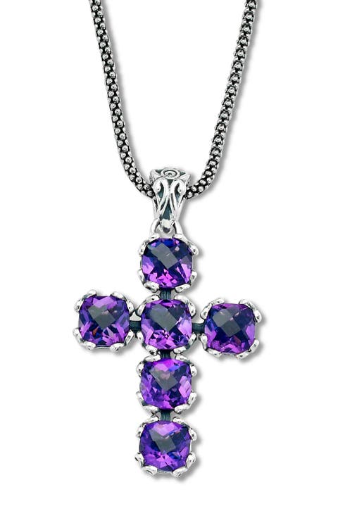 Sterling Silver Birthstone Cross Pendant