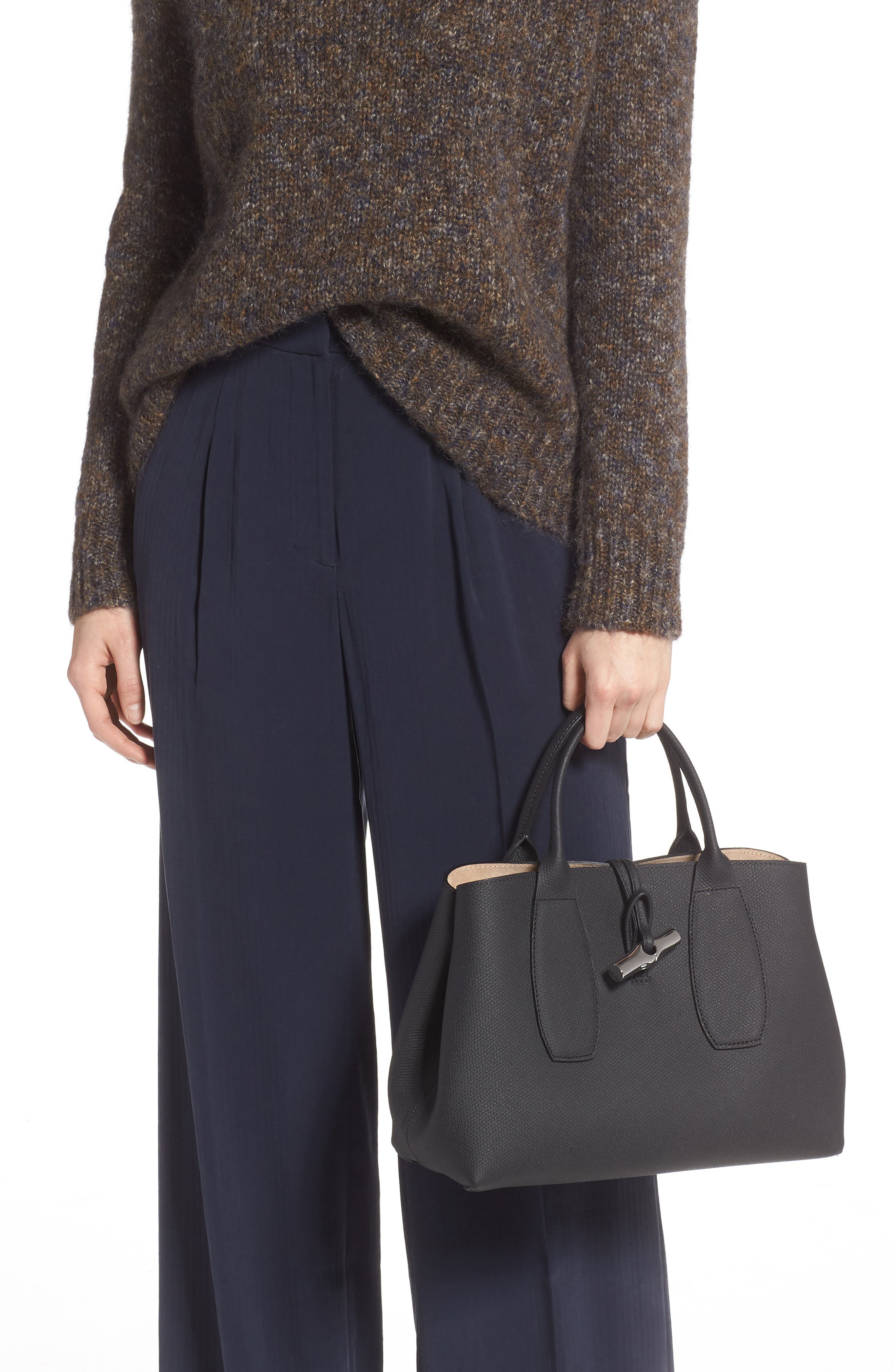 Longchamp Medium Roseau Leather Tote, Alternate, color, 