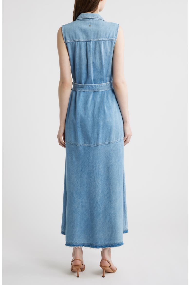 Addison Sleeveless Raw Hem Denim Shirtdress, Alternate, color, LIGHT INDIGO