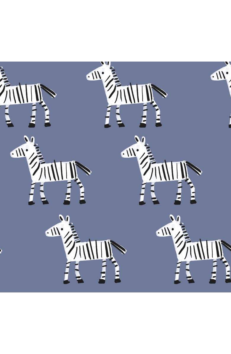 Lambs & Ivy Signature Zebra Organic Cotton Breathable Fitted Crib Sheet, Alternate, color, Blue