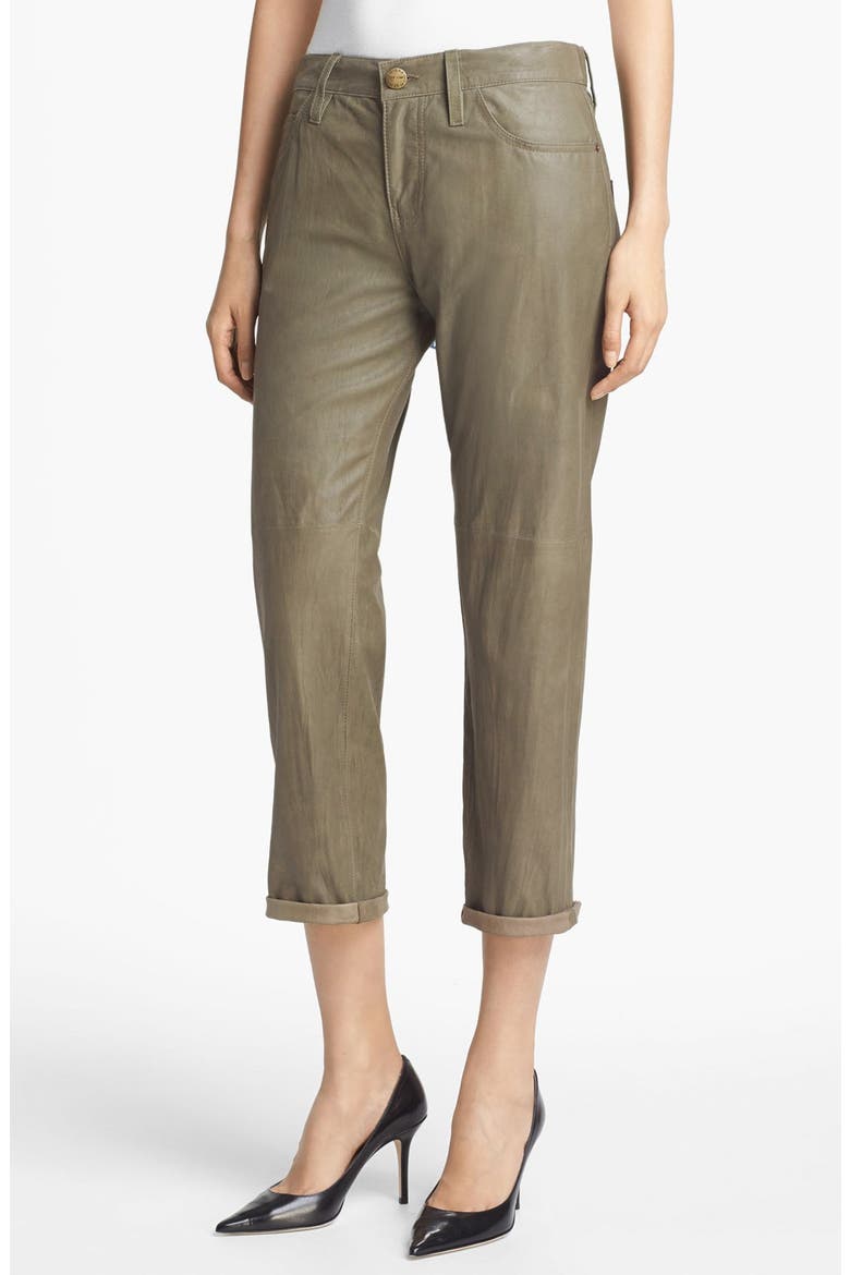 'The Boyfriend' Featherweight Leather Pants, Main, color, ARMY GREEN
