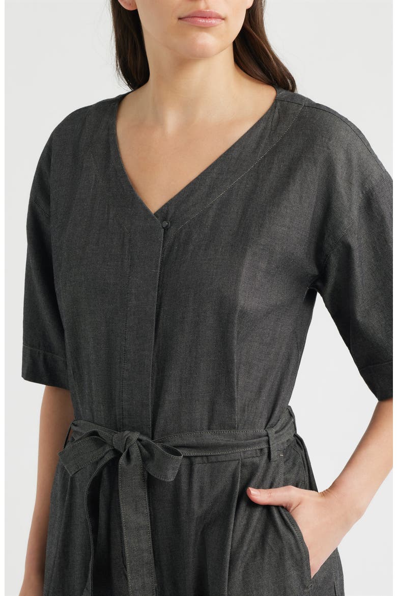 Wide Leg Organic Cotton Twill Jumpsuit, Alternate, color, BLACK