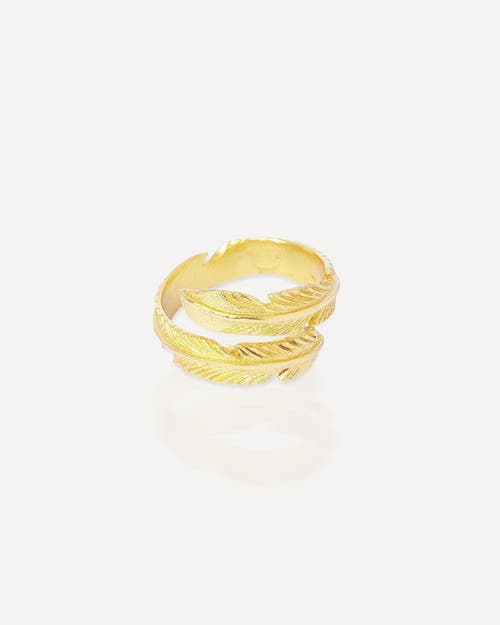 Ottoman Hands Feather Ring In Gold