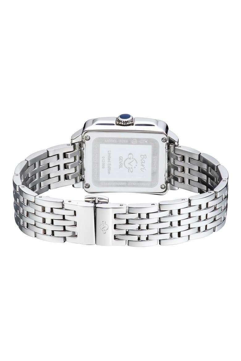 GV2 Women's Bari Mother of Pearl Diamond Bracelet Watch, 34mm x 30mm, Alternate, color, SILVER