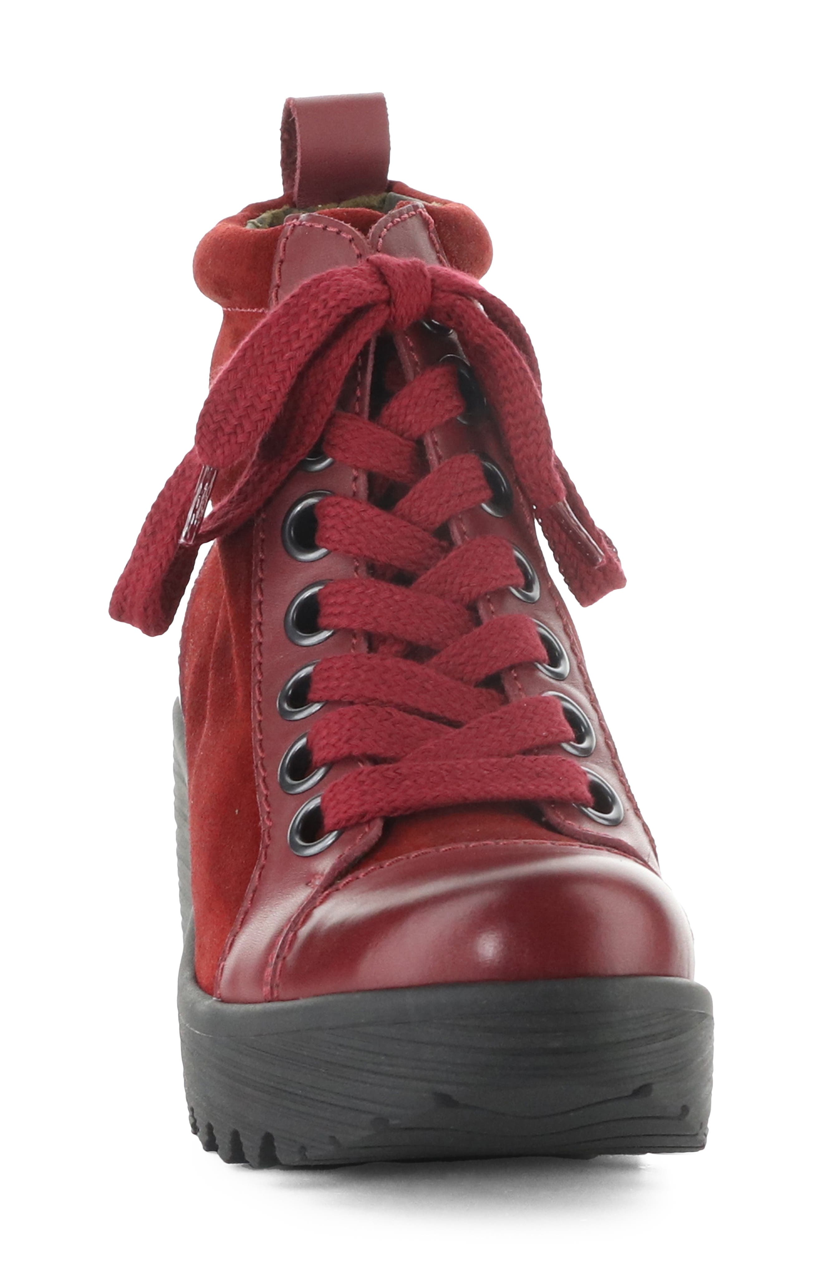 Lufe Platform Wedge Bootie, Alternate, color, BURGUNDY/ RED