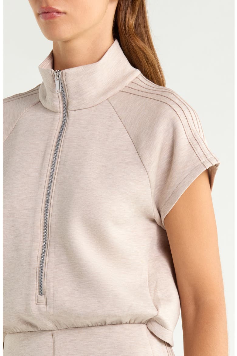 Pintuck Half Zip Jumpsuit, Alternate, color, BONE HEATHER