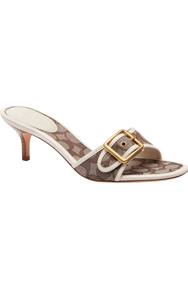 COACH Margot Signature Jacquard Slide Sandal, Main, color, Oak/Chalk