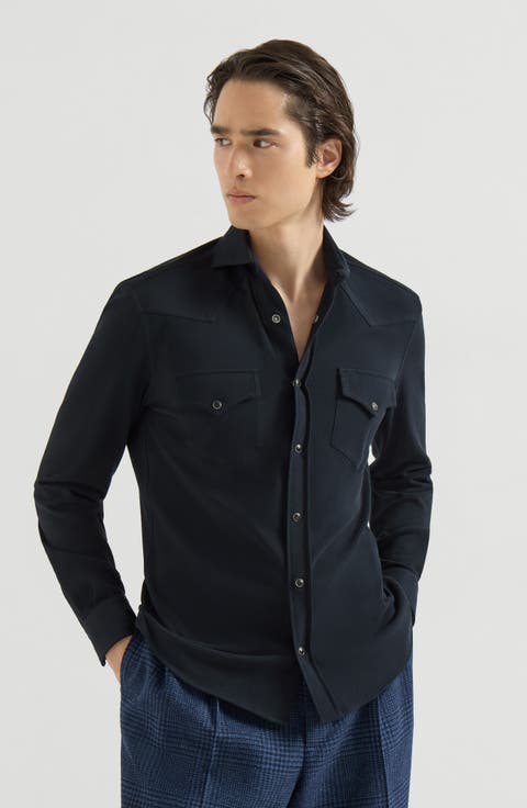 Cotton piqué western shirt