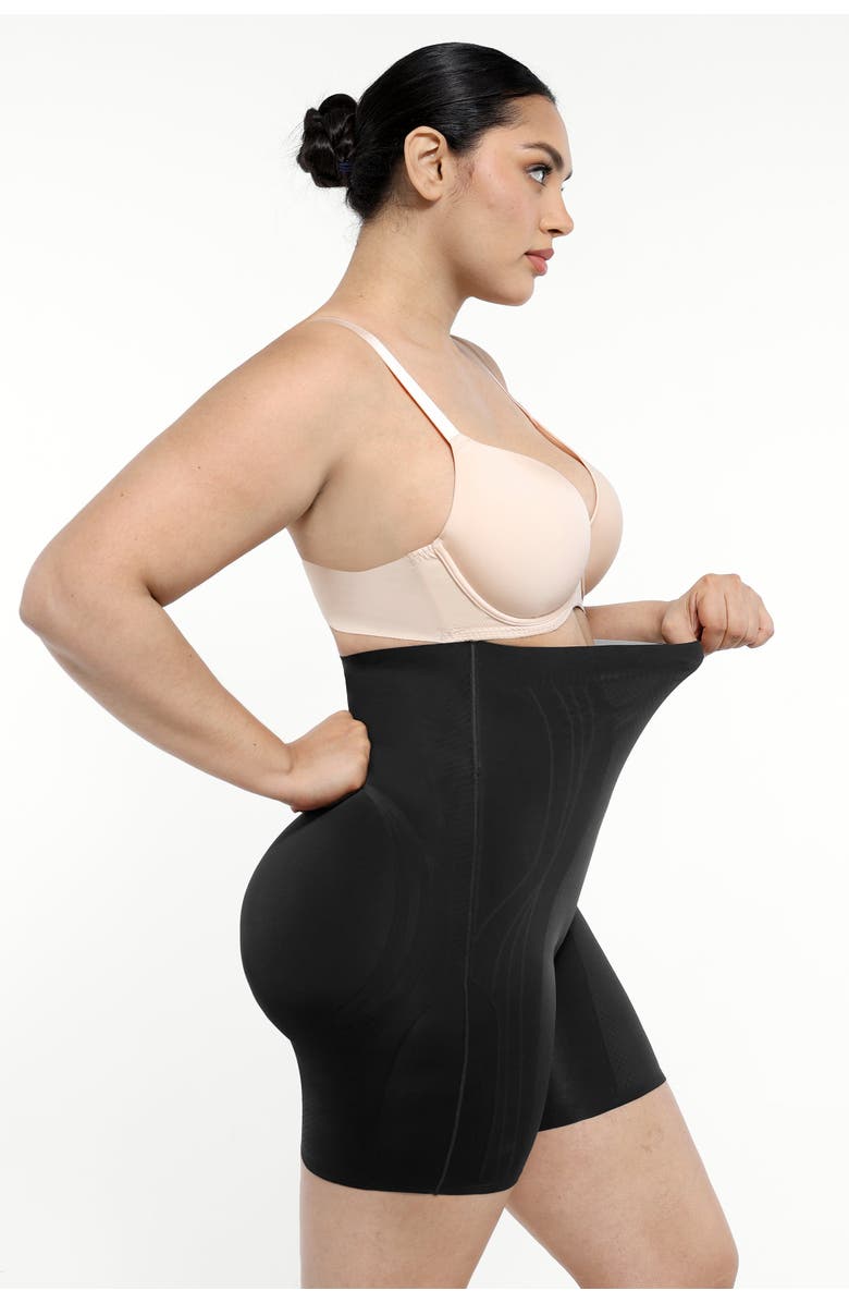 Shapellx Tummy Control Flawless Smoothing Mid-Thigh Shorts, Alternate, color, Jet Black