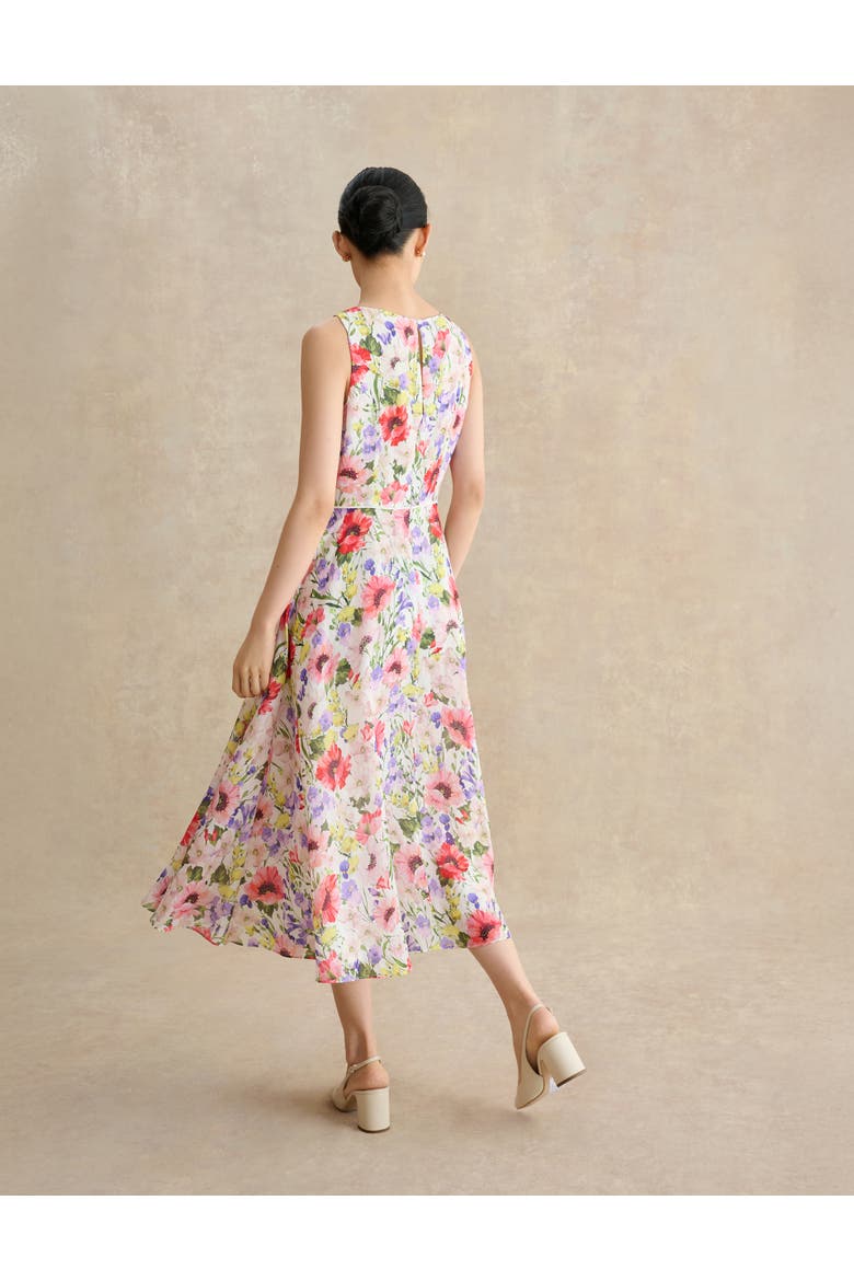 Carly Floral Midi Dress, Alternate, color, Ivorymulti