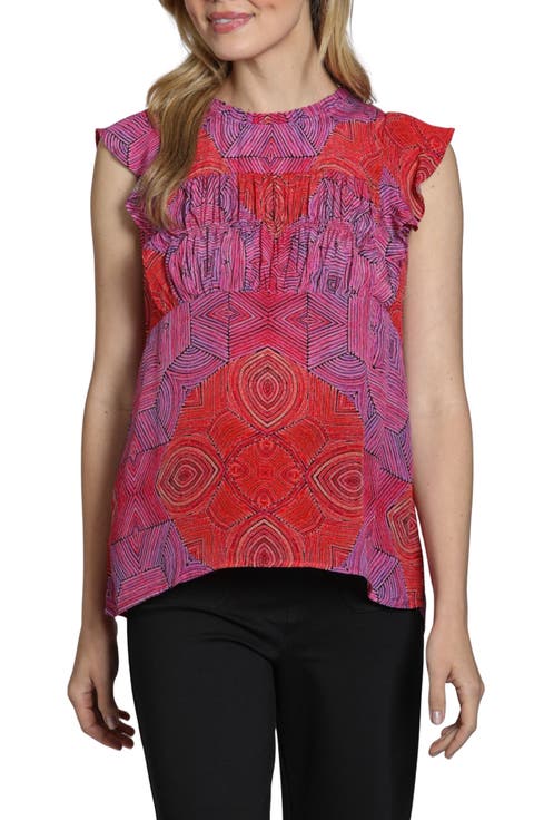 Floral Print Flutter Sleeve Top