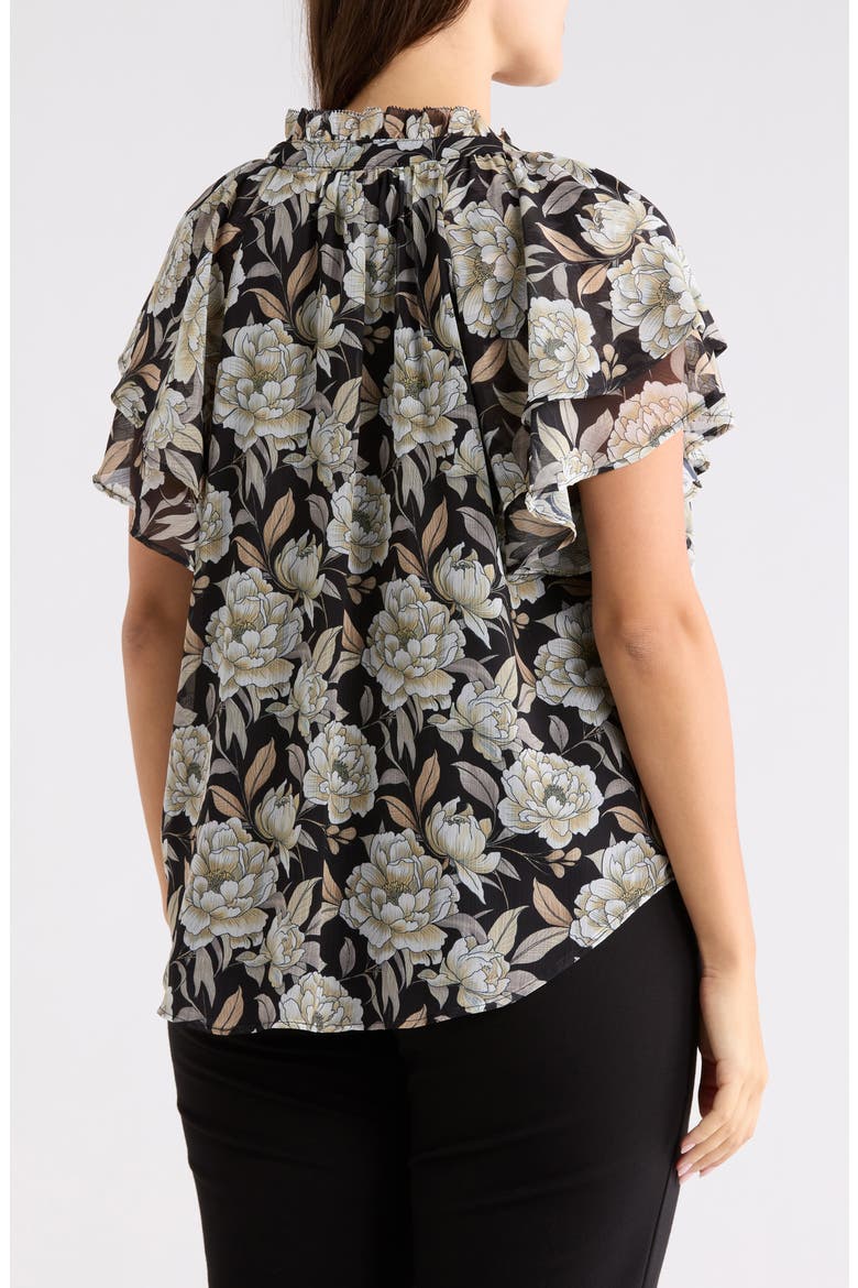 Floral Flutter Sleeve Top, Alternate, color, FLOATING PEONIES PRINT