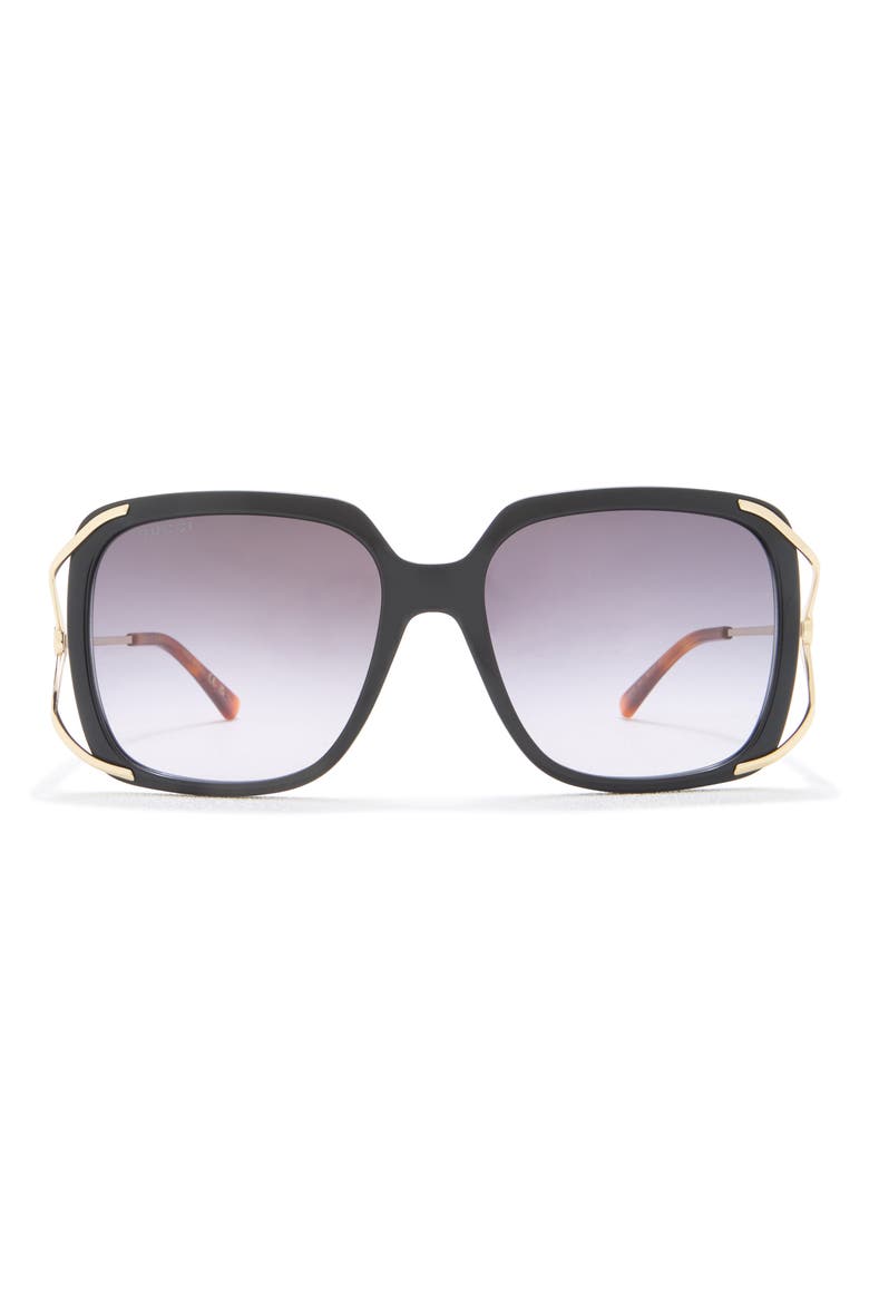 56mm Oversize Square Sunglasses, Main, color, BLACK GOLD GREY