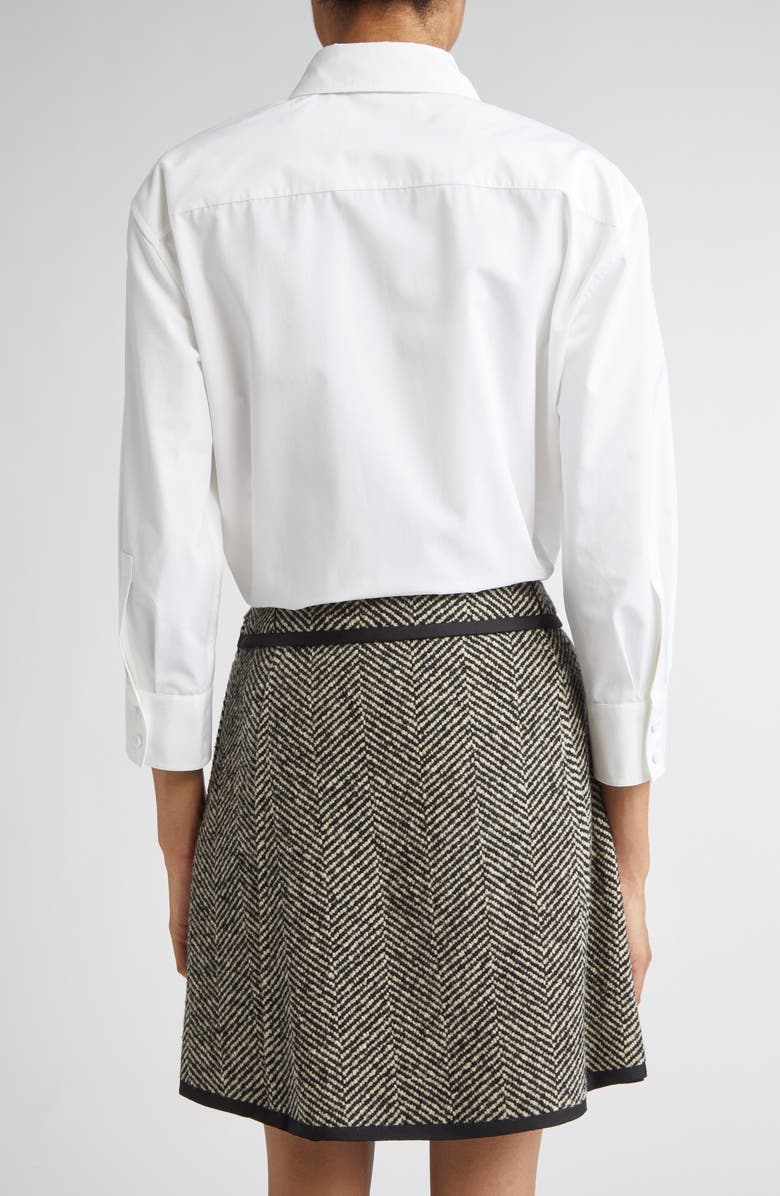 Jil Sander Classic Crop Cotton Button-Up Shirt, Alternate, color, Optic White