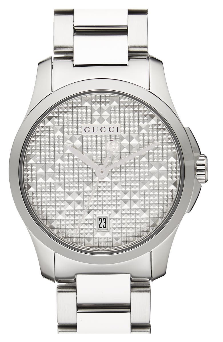 Gucci G-Timeless Bracelet Watch, 27mm, Main, color, Silver