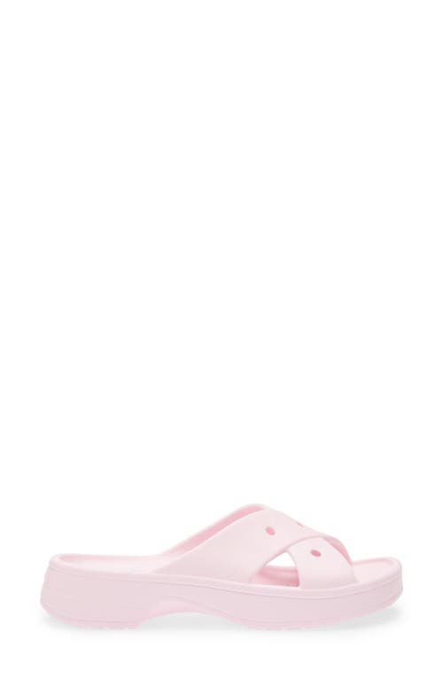 Crocs Cross Strap Slide Sandal In Pink Milk